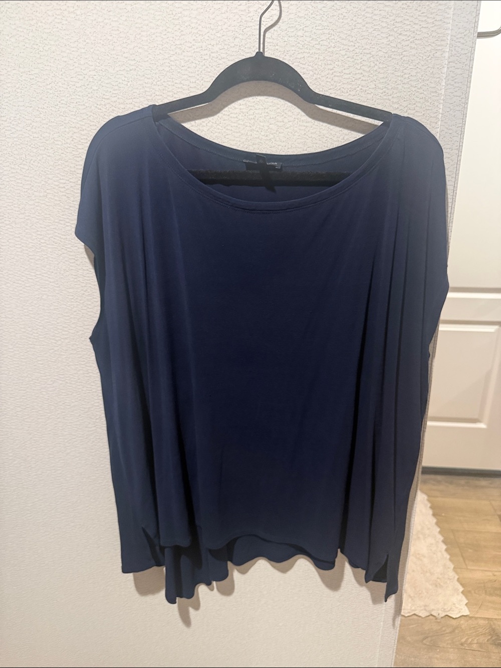 Eileen Fisher Silk Georgette Crepe Shirred-Back Top

- Navy